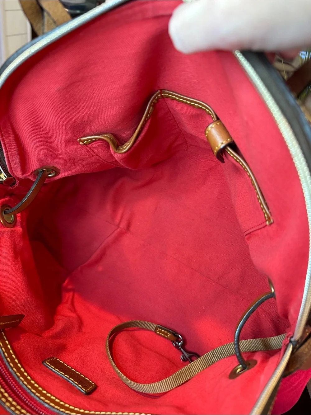 Dooney & Bourke Hot Pink Nylon Satchel with Brown Leather Trim